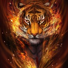 Оригинал схемы вышивки «Огненный тигр» (№2070036)