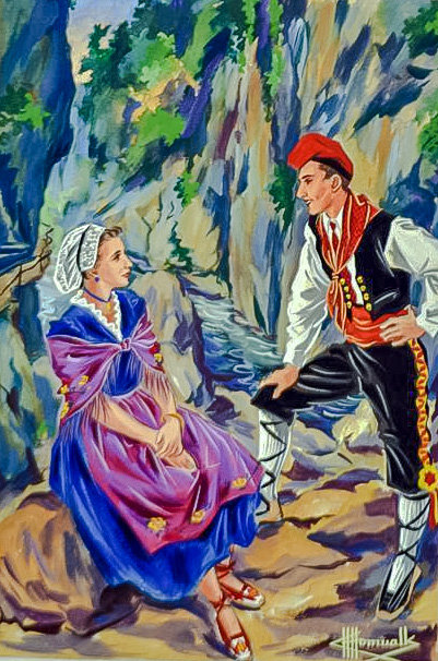 Couple at Mondony Gorges. - catalan folklore. - оригинал