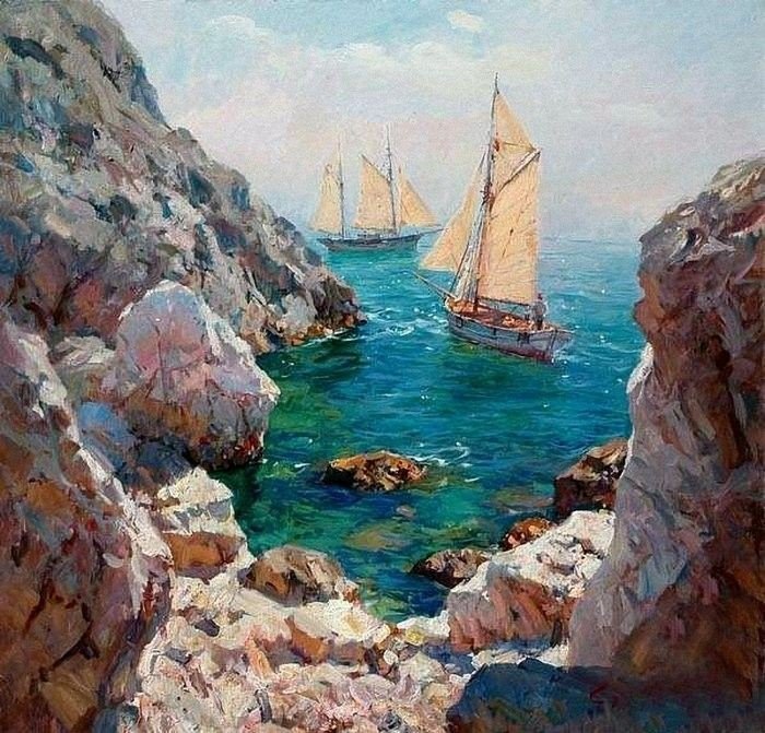 Sea1_Sviridov Sergey Alekseevich - paint, sailboat, sea - оригинал