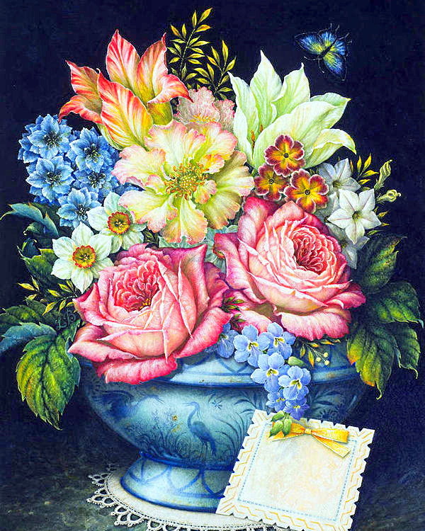 Прекрасный букет - тюльпаны, букет, натюрморт, розовые цветы, розы, белые цветы - оригинал