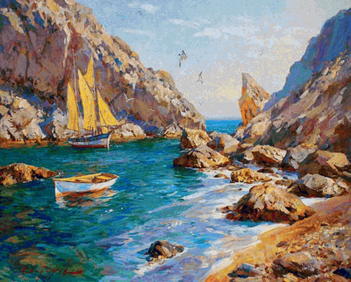 Sea_Sviridov Sergey Alekseevich - sea, paint, sailboat, art - предпросмотр