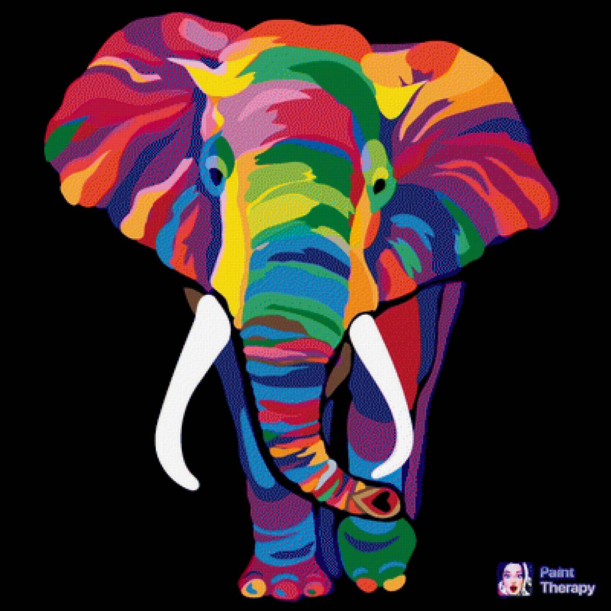 Цветной слон - акварель, цветной слон, слон - предпросмотр