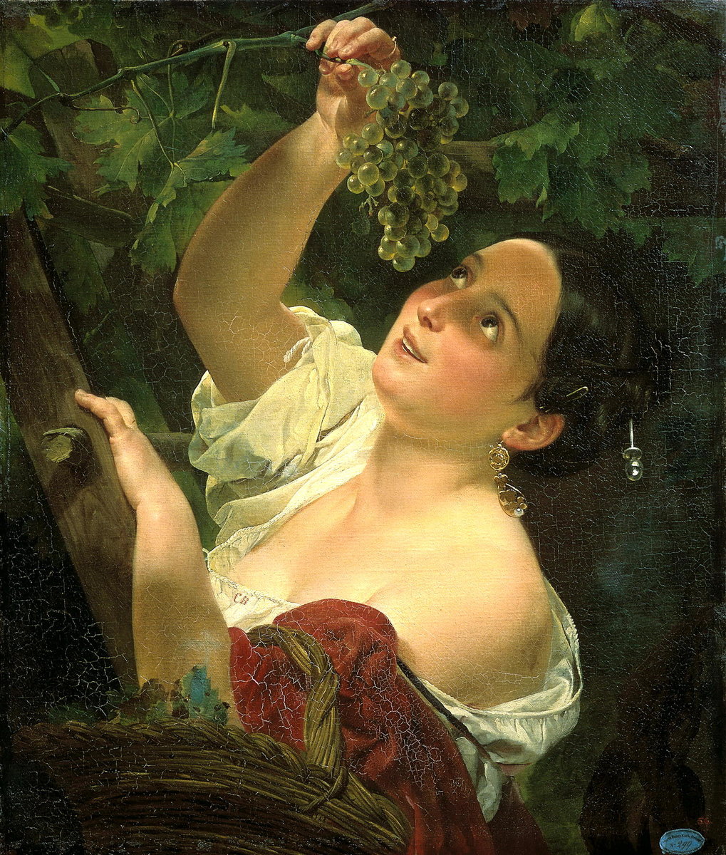 Итальянский полдень - виноград, портрет, живопись, девушка - оригинал