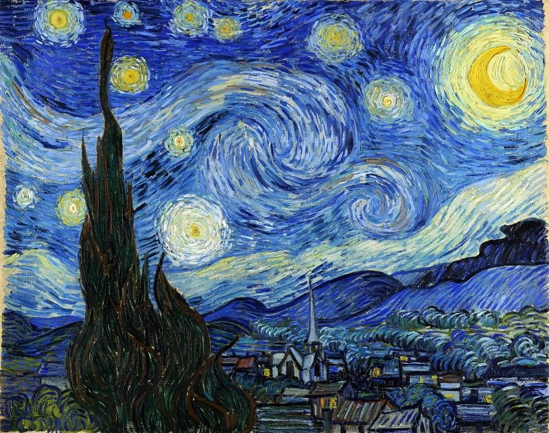 «Звездная ночь» Винсент Ван Гог - ночь, замок, картина, звездная ночь, ван гог, винсент ван гог - оригинал