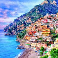 Схема вышивки «Amalfi Coast at Positano Art Print by Dominic Piperata»