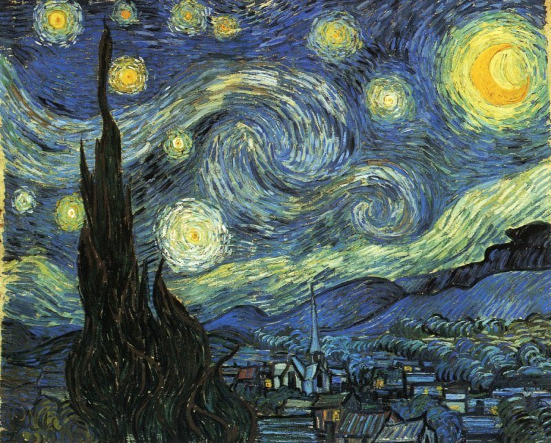 Звёздная ночь. Винсент Ван Гог - пейзаж, ван гог, ночь, звезды, город - оригинал