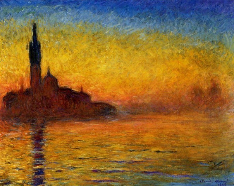 Закат в Венеции. Клод Моне - живопись, закат, небо, импрессионизм, море, пейзаж - оригинал
