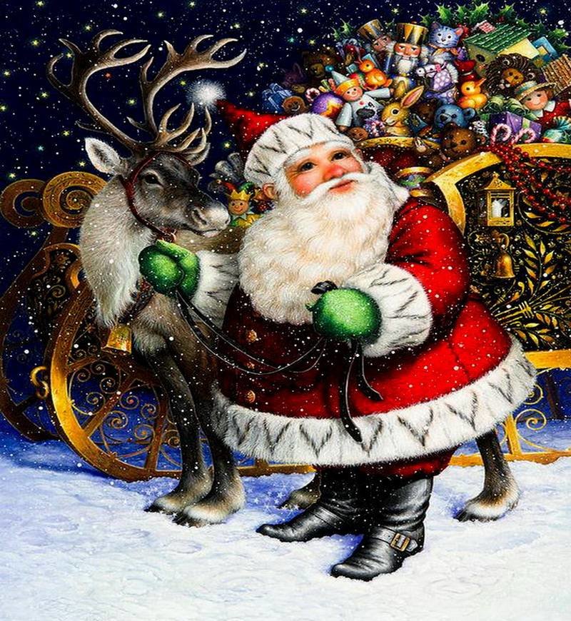 Дед Мороз с подарками - санта, дед мороз, рождество, подарки, новый год - оригинал