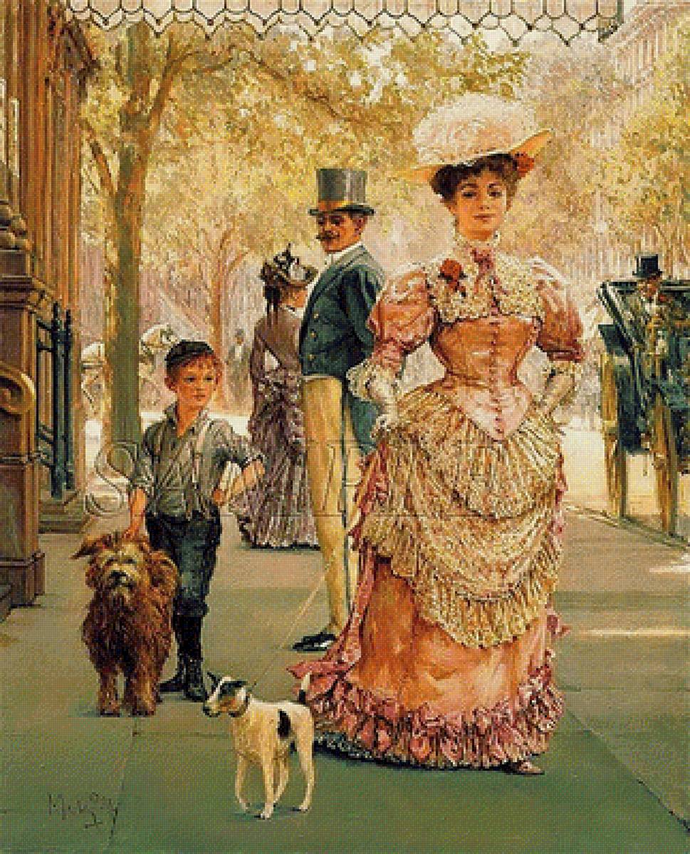 Дама с собачкой. Алан Мейли - 19 век, собачка, дама, женщина - предпросмотр