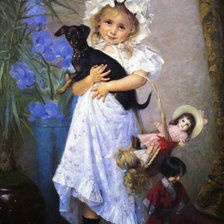 Схема вышивки «Девочка с собакой. Элизабет Виже-Лебрен»