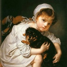 Оригинал схемы вышивки «Девочка с собакой. Тропинин» (№2104743)