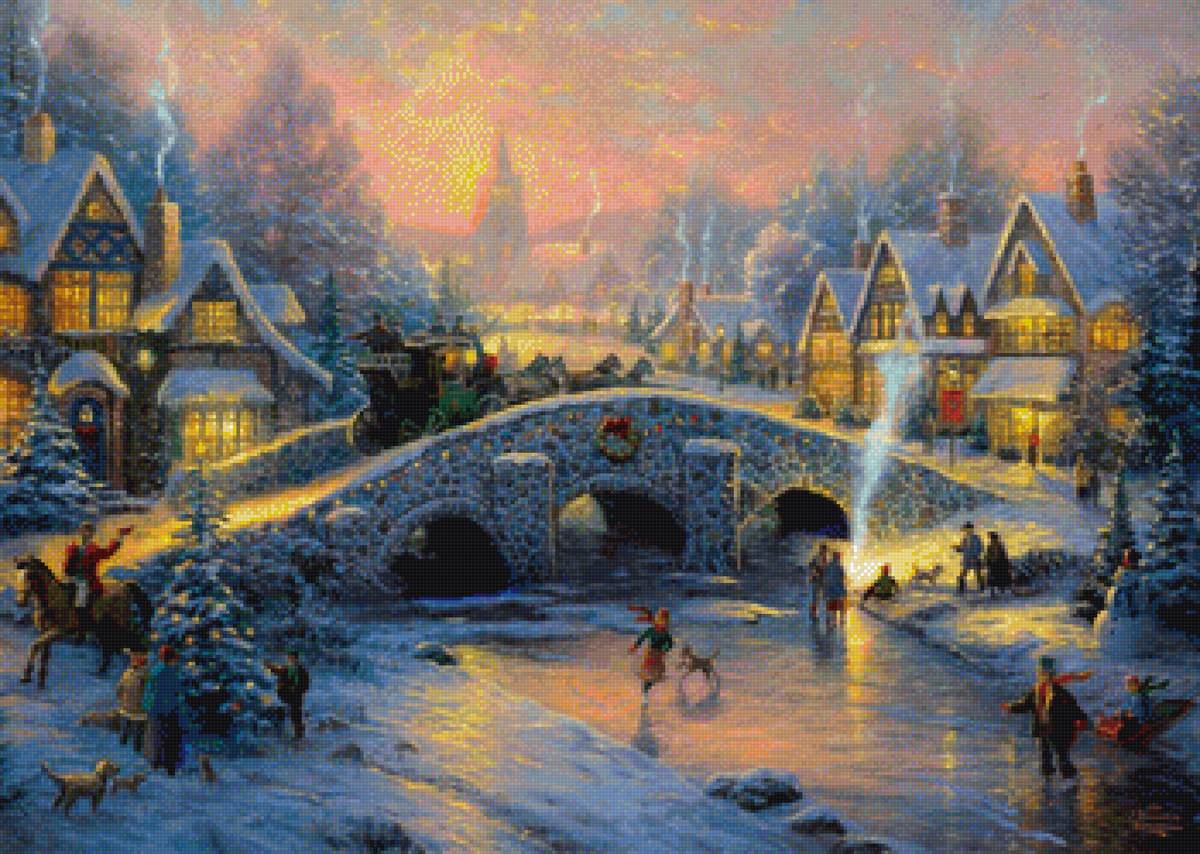 Зимний пейзаж - дом, рождество, зима - предпросмотр