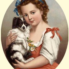 Схема вышивки «Девочка с собачкой. Эмиль Вернон»