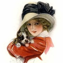 Оригинал схемы вышивки «Дама с собачкой. Харрисон Фишер» (№2106176)