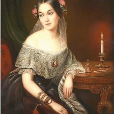 Оригинал схемы вышивки «Портрет мадам Сеннон. Жан Огюст Доминик Энгр» (№2107030)