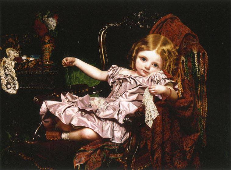 Девочка, распускающая вязание. Софи Жанжамбр Андерсон - 19 век, живопись, портрет, девочка - оригинал