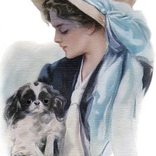 Схема вышивки «Дама с собачкой. Харрисон Фишер»