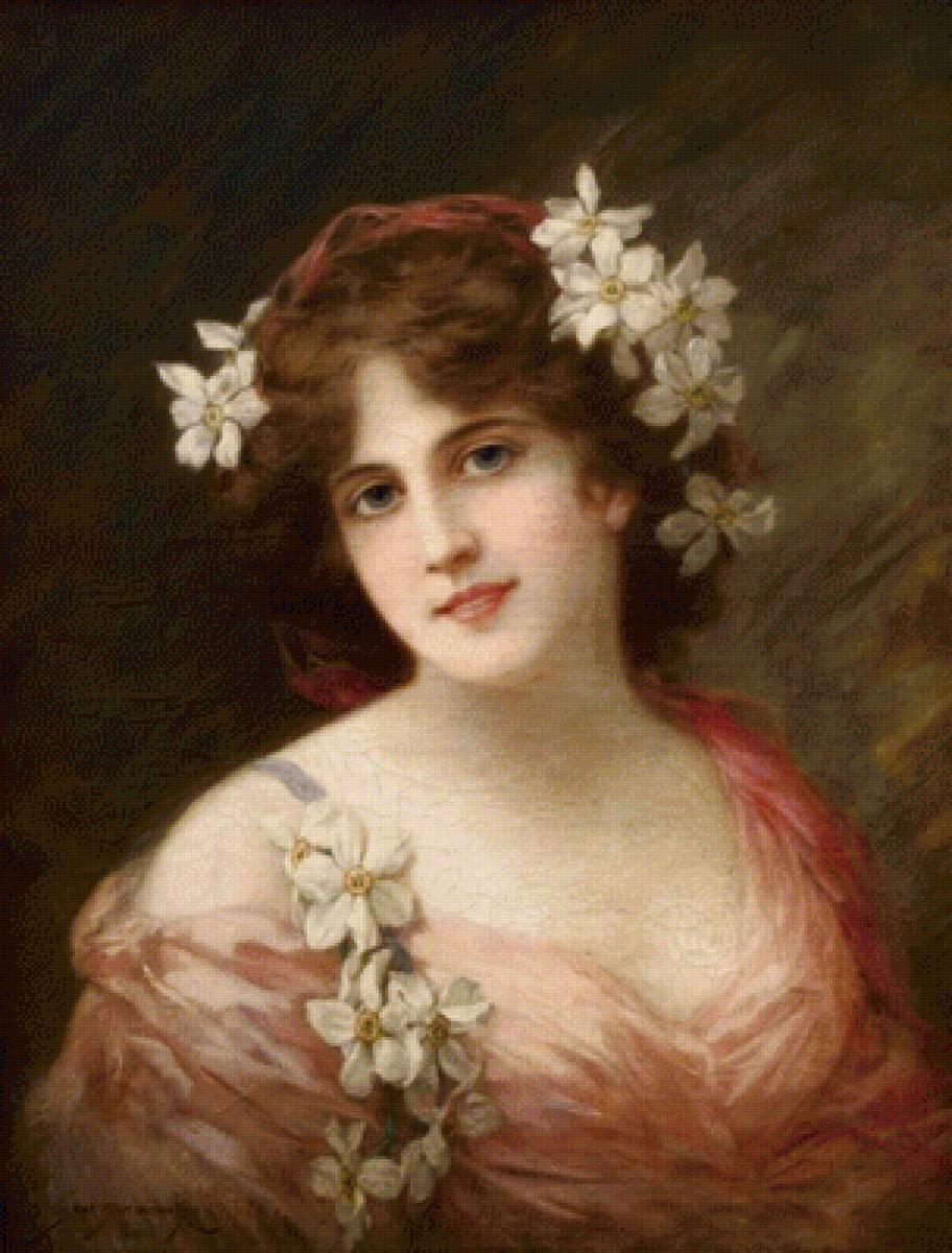 Старинный портрет девушки - живопись, девушка, 19 век, портрет - предпросмотр