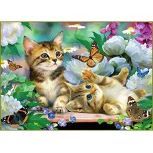 Схема вышивки «котята с бабочками»
