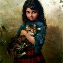 Схема вышивки «Девочка с кошкой. Уильям Оливер»