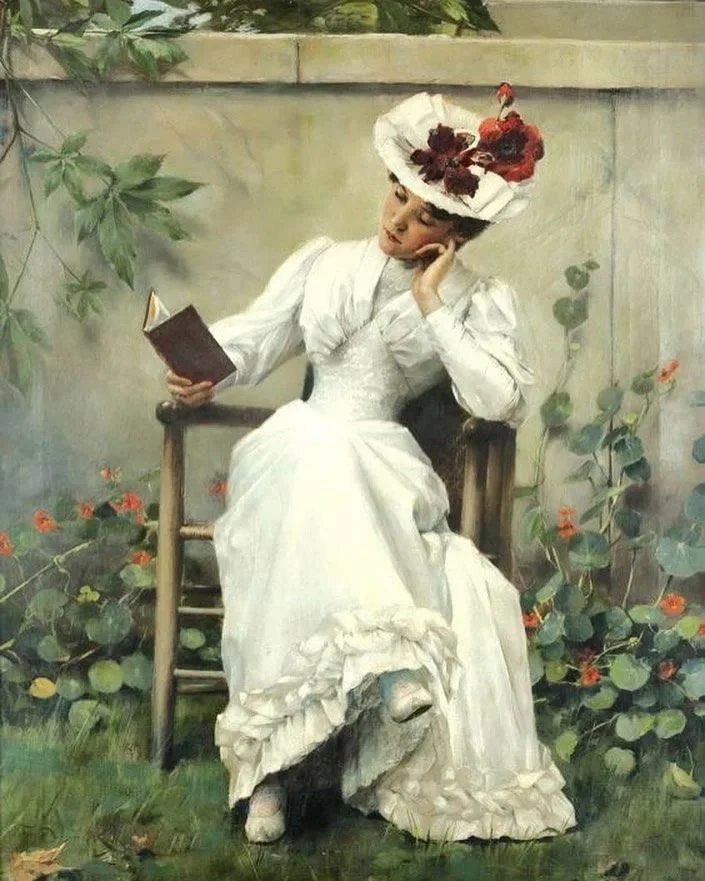 Дама за чтением - портрет, дама, девушка, женщина, живопись, 19 век - оригинал