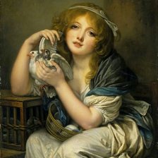 Оригинал схемы вышивки «Девушка с голубями. Жан Батист Грёз» (№2113648)
