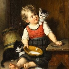 Оригинал схемы вышивки «Мальчик с котятами. Рудольф Эпп» (№2115621)