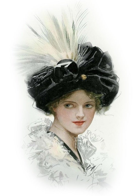 Дама в тюрбане. Харрисон Фишер - девушка, 19 век, портрет, женщина, дама, живопись - оригинал