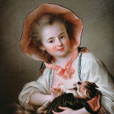 Оригинал схемы вышивки «Франсуа-Юбер Друэ. Девочка с котёнком» (№2117590)