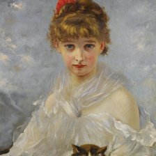 Схема вышивки «Девушка с кошкой. Шарль Джошуа Шаплен»
