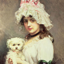 Схема вышивки «Раймундо де Мадрасо. Девушка с собачкой»