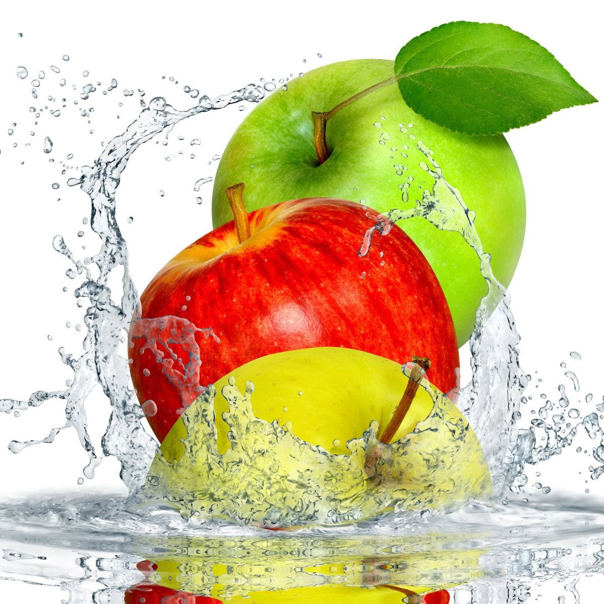 Яблоки - натюрморт, фрукты, брызги, кухня, яблоки, вода - оригинал