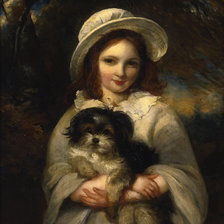 Схема вышивки «Девочка с собакой. Frederick Yeates Hurlstone»