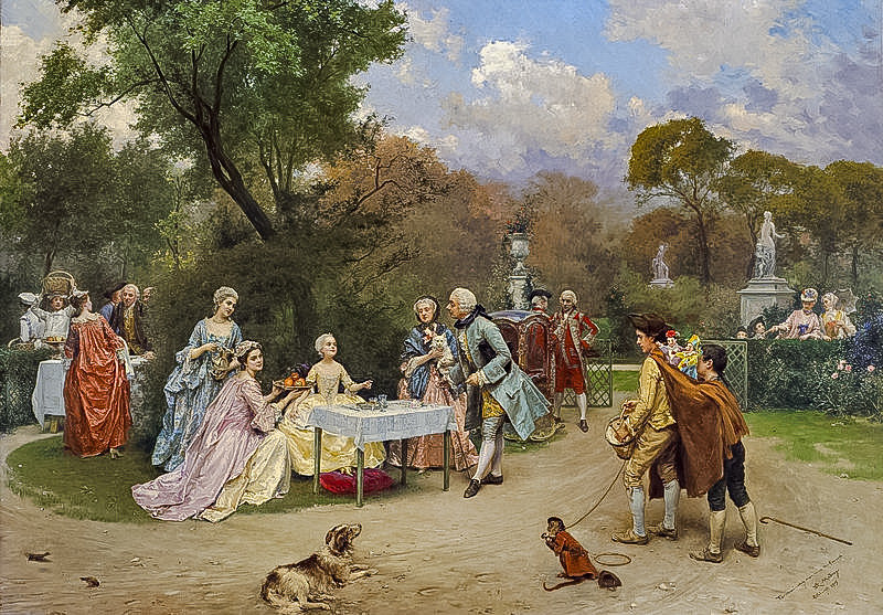 A Little Princess in the Gardens at Versailles. - raimundo madrazo painter.scenarys.people.animals. - оригинал