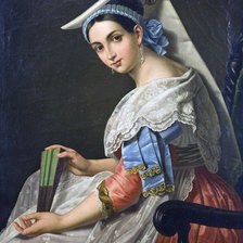 Оригинал схемы вышивки «Луис Писани. Девушка с веером» (№2125864)