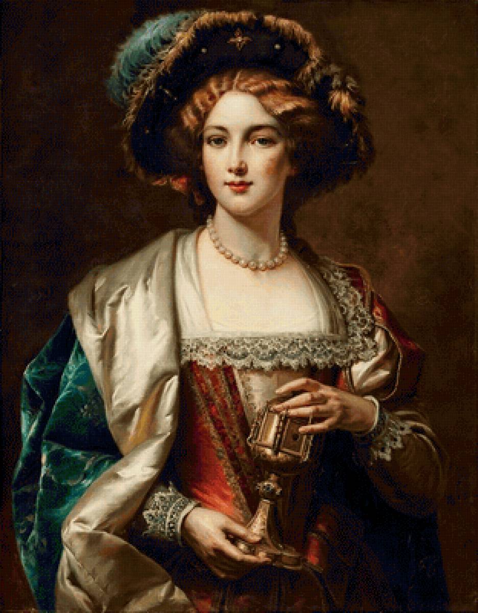 Дама с кубком. Чезаре Аугуст Детти - девушка, 19 век, живопись, дама, портрет, женщина - предпросмотр