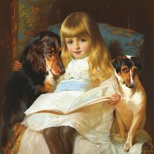 Схема вышивки «Девочка с собаками. Эдвин Дуглас»