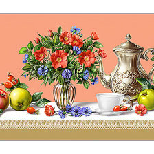 Оригинал схемы вышивки «Цветочно-фруктовый натюрморт.» (№2129599)
