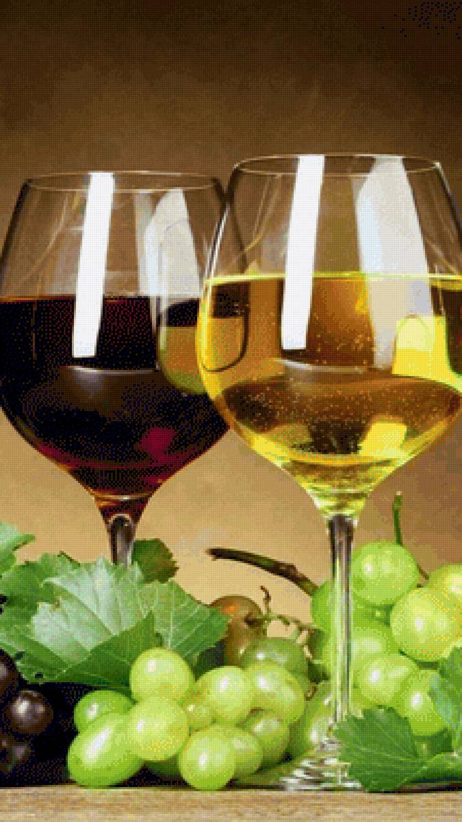 Вино и виноград - бокал, вино, виноград, ягоды, натюрморт - предпросмотр