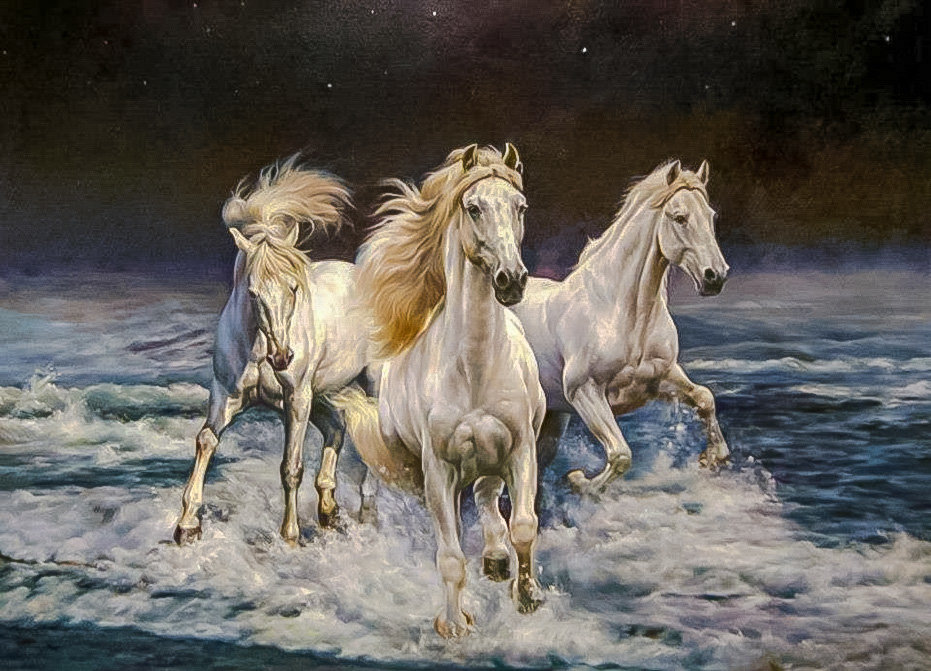 Beautiful Horses. - augusto javino bruno painter.seascenes.animals. - оригинал