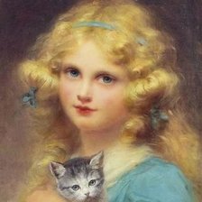 Девочка с котёнком. Эдуард Луи Люсьен Кабане