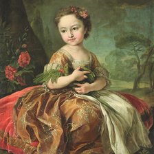 Схема вышивки «Мария Луиза Габриэлла Савойская. Девочка с попугаем»