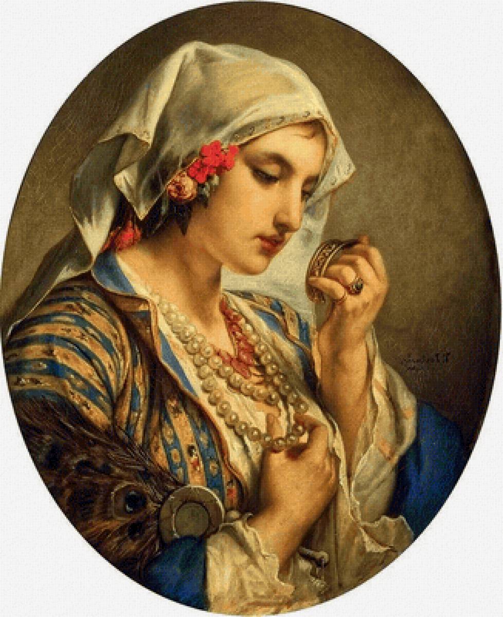 Девушка с браслетом. Жан-Франсуа Портель - живопись, портрет, 19 век, девушка - предпросмотр