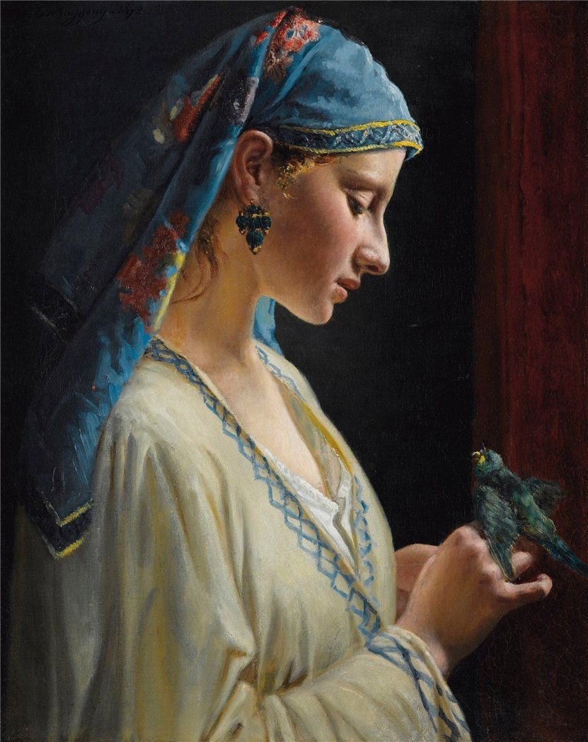 Девушка с птичкой. Charles Landelle - живопись, птичка, портрет, 19 век, девушка - оригинал