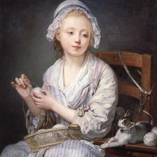 Схема вышивки «девушка с котёнком»