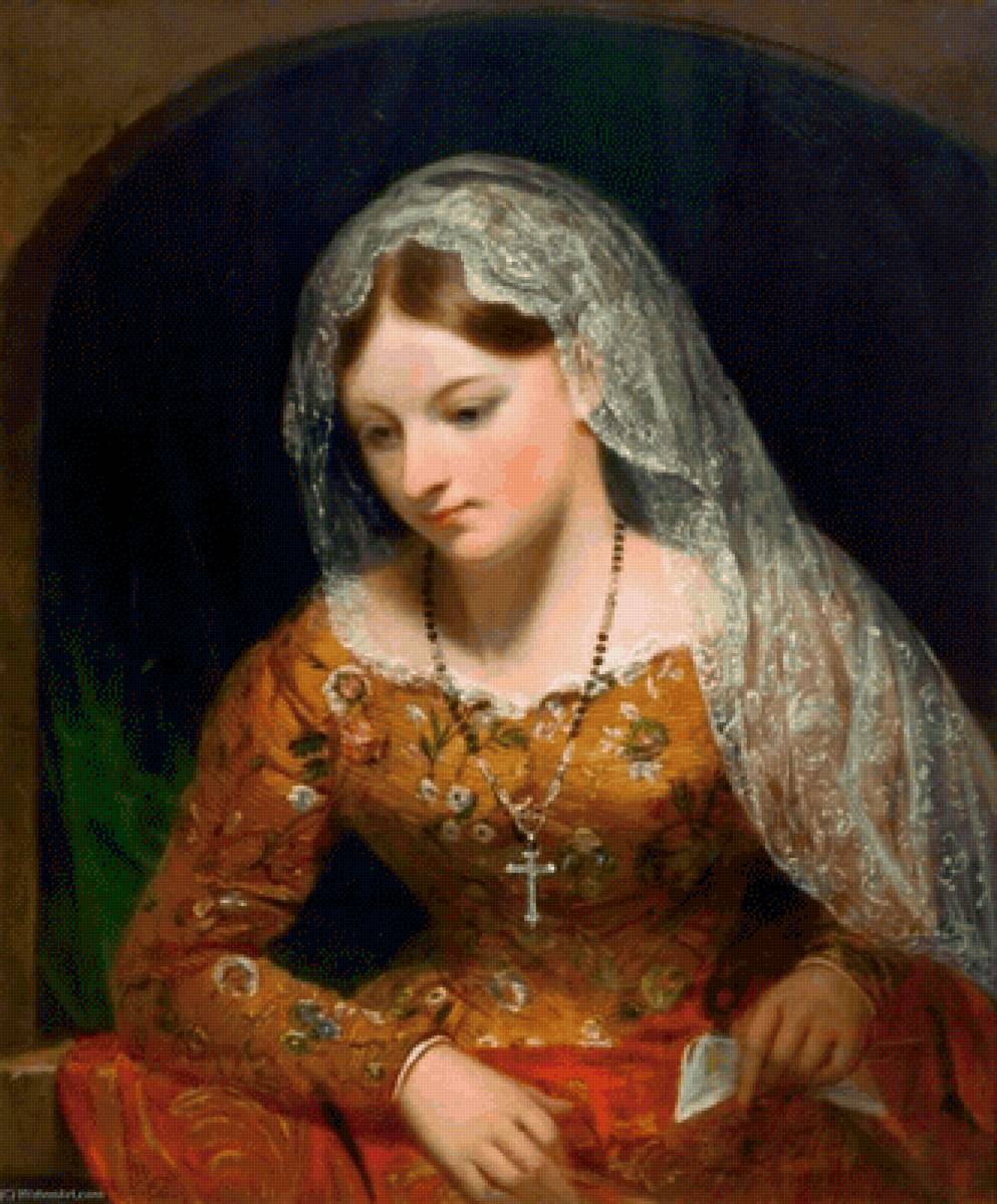 George Clint. Девушка из Палермо - 19 век, живопись, портрет, девушка - предпросмотр