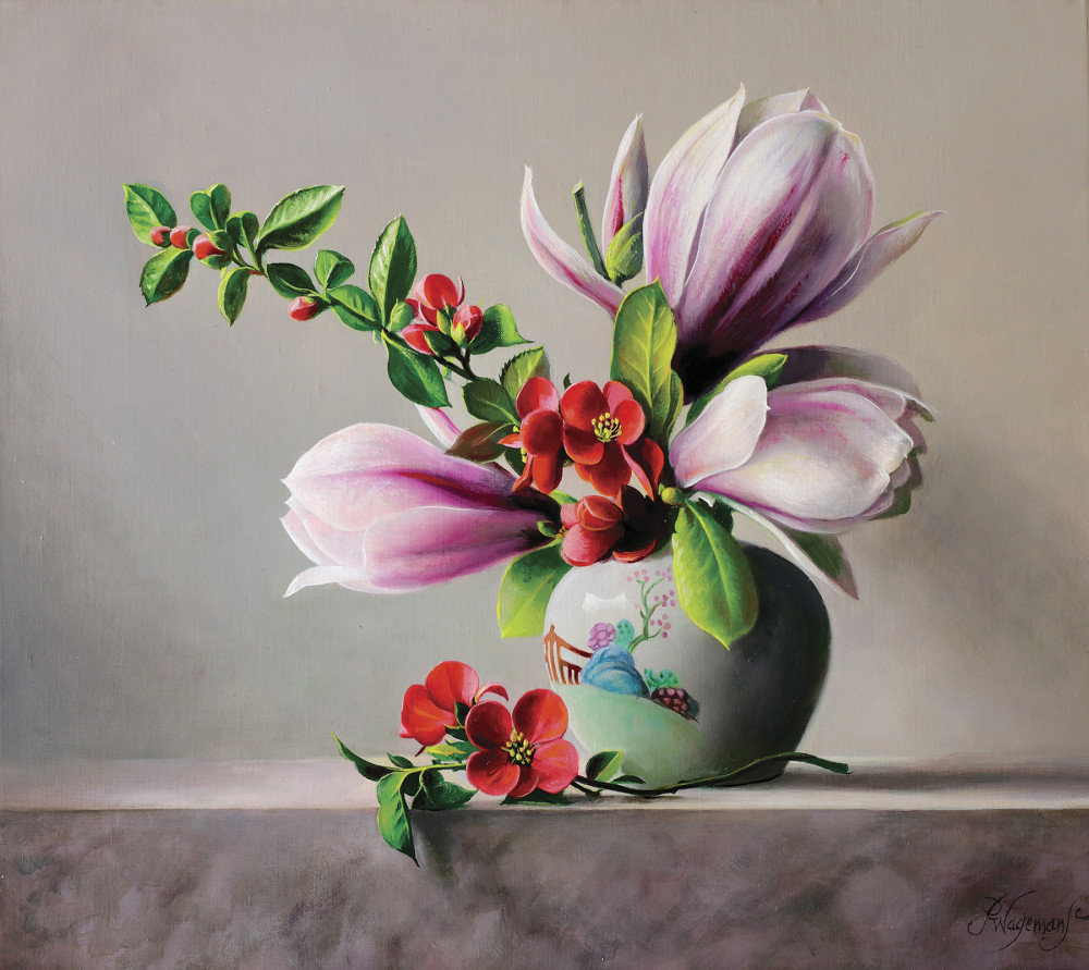 Магнолия (Питер Вагеманс) - цветы, весенний букет, ваза, магнолия - оригинал