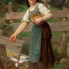 Оригинал схемы вышивки «Девушка, кормящая голубей. Эмиль Мунье» (№2140185)