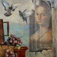 Схема вышивки «Людмила Гусева. Натюрморт с птицами и портретом женщины»