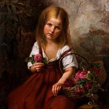 Схема вышивки «Девочка с корзиной цветов. Эмма фон Мюллер»